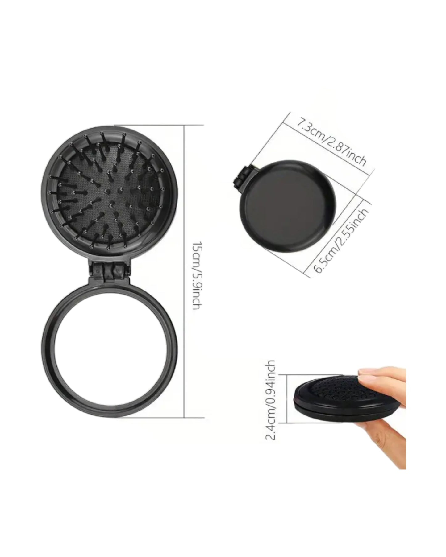 Foldable Mirror Hair Brush