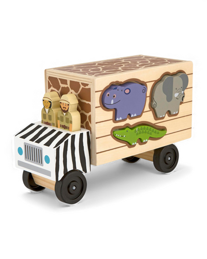Animal Shape-Sorting Wooden Truck