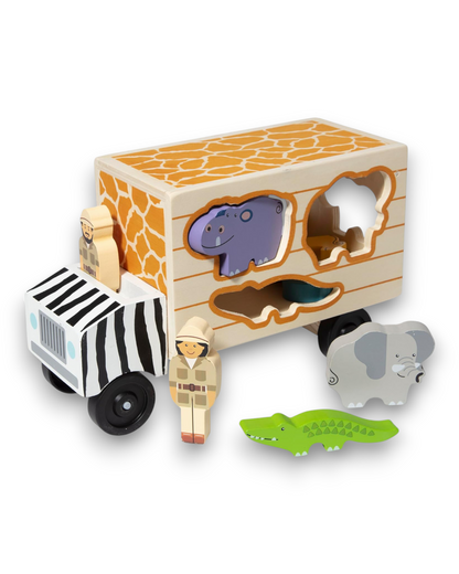 Animal Shape-Sorting Wooden Truck