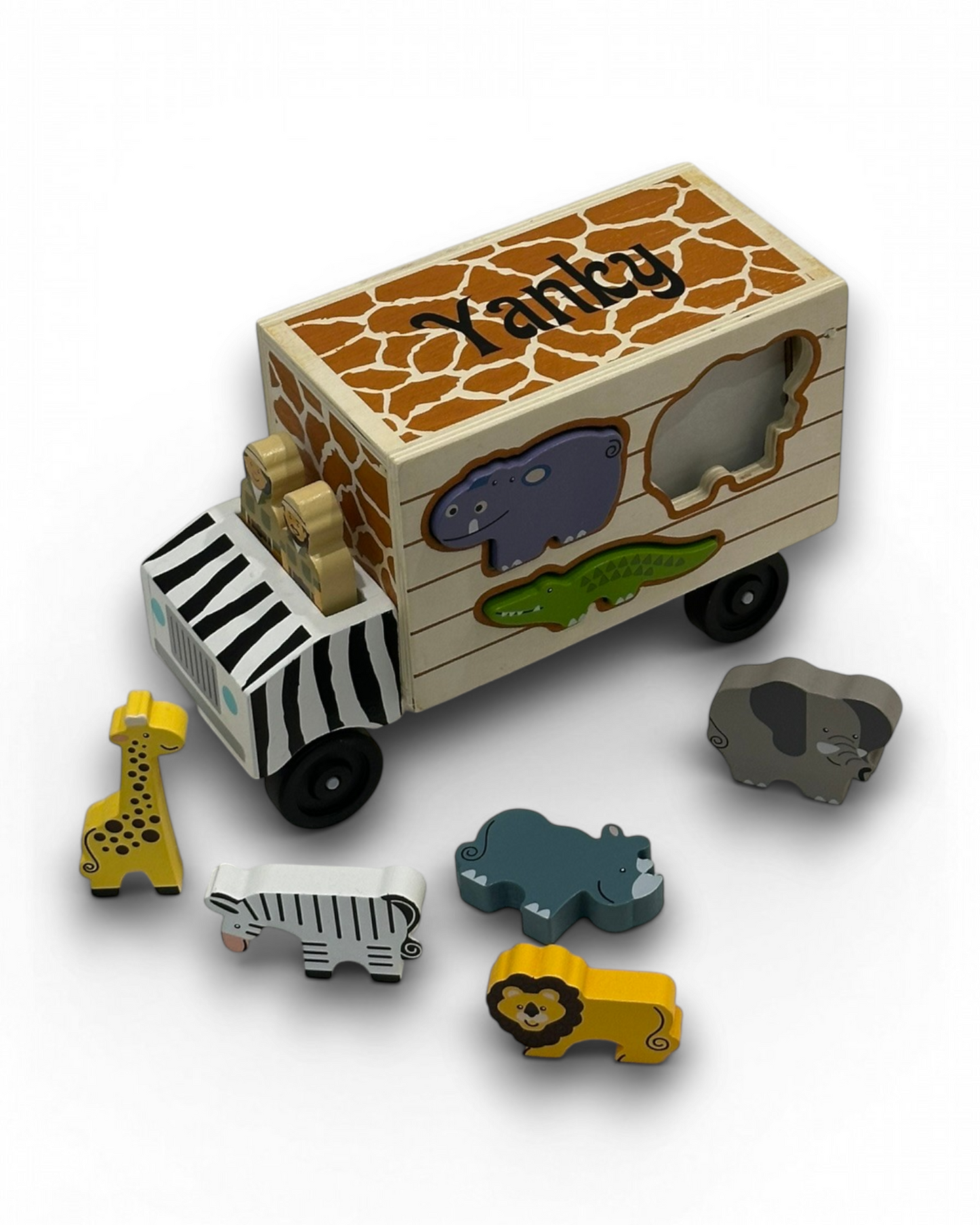 Animal Shape-Sorting Wooden Truck