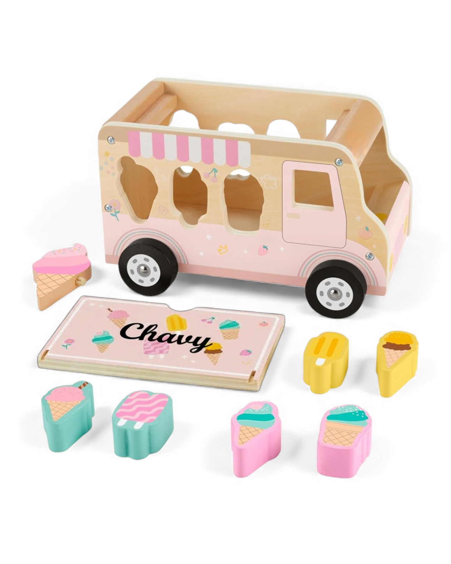 Ice Cream Shape-Sorting Wooden Truck