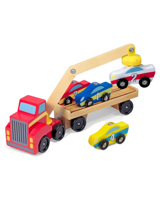 Magnetic Car Loader Wooden Truck